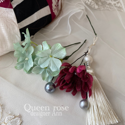 【送料無料】Queen rose モダン　ホワイトタッセル髪飾り 6枚目の画像