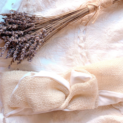 【creema限定送料無料】ワイヤーターバン　ジュート素材　麦わら帽子のような　クリーム色　 3枚目の画像