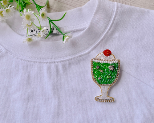 はるちゃん様 専用 林檎 クリームソーダ カクテル ビーズ刺繍