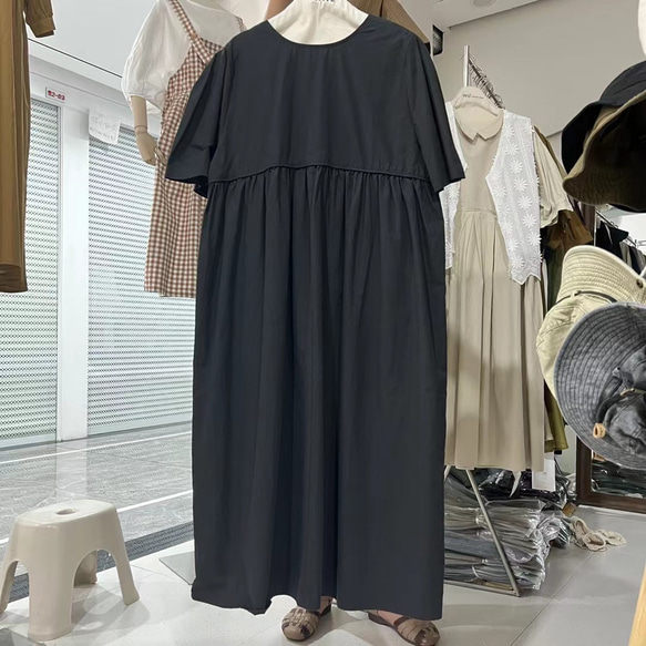 新品　綿麻ワンピース　フリーサイズ　厚め 1枚目の画像