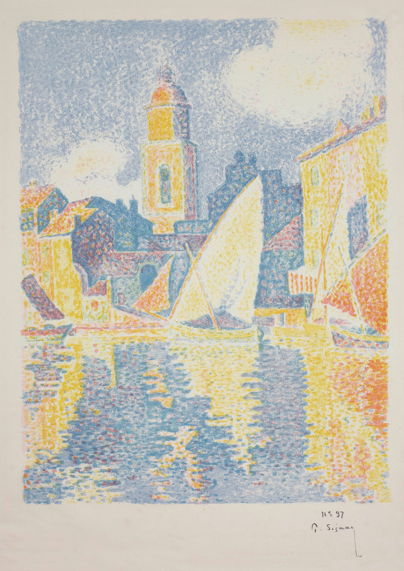 ポール・シニャック、海、風景画、ポスター、サントロペの港、きれいな色目でインテリアコーディネート、印象派【S-0124】 12枚目の画像