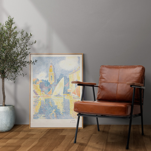 ポール・シニャック、海、風景画、ポスター、サントロペの港、きれいな