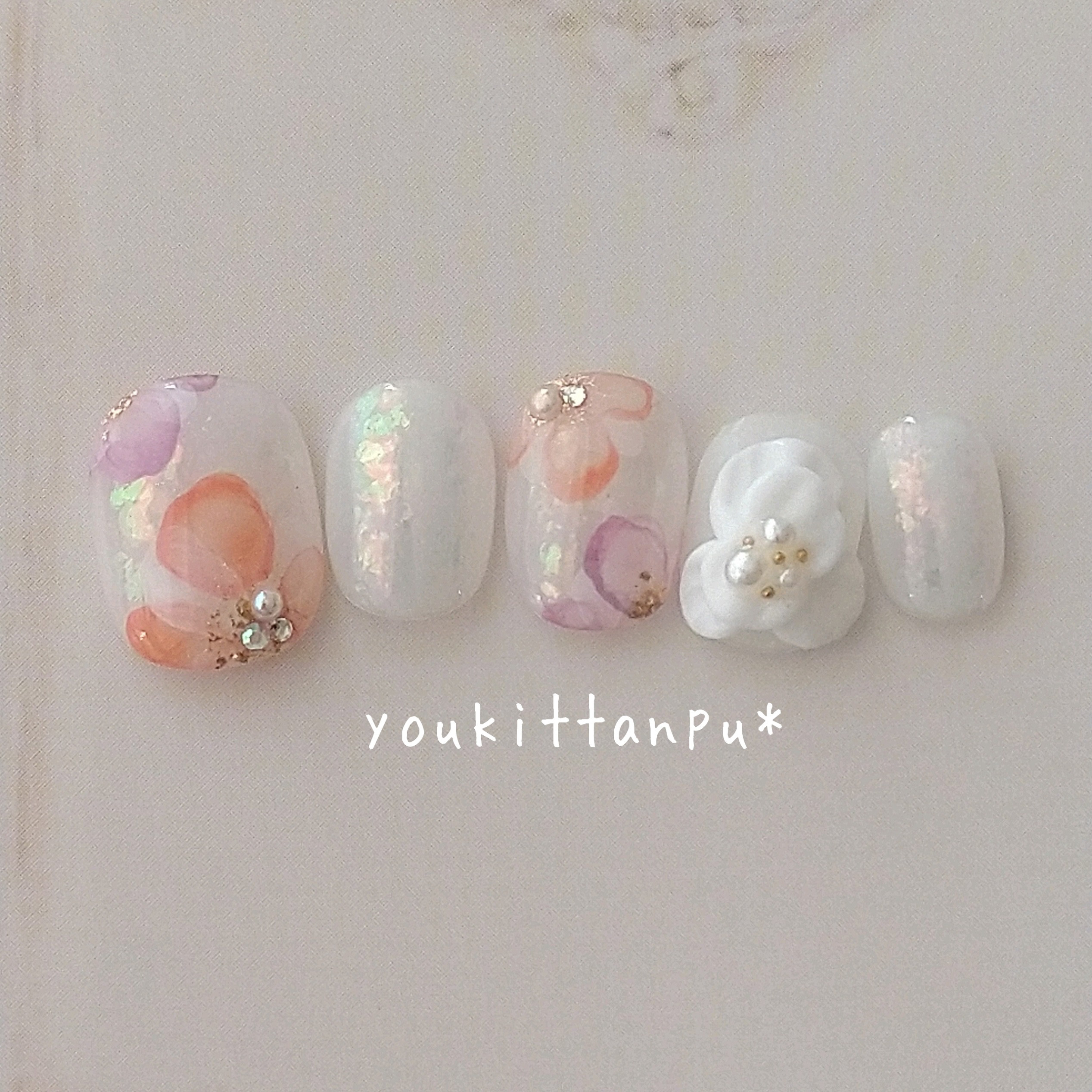 華～彩～＊ネイルチップ  つけ爪 結婚式 ブライダル ウェディング 白無垢 成人式 卒業式 シンプル 春 夏 秋 冬 花