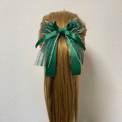 グリーン系ポニーフック&ヘアゴムセット 楽天市場】ポニーフック リボン（カラーグリーン）の通販