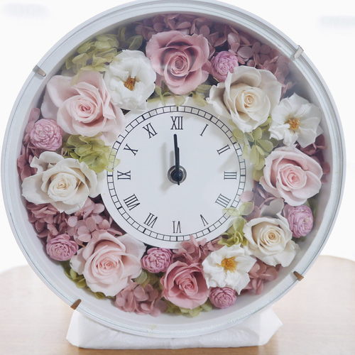 花時計 プリザーブドフラワー（ハンドメイド） （美しい花時計の