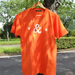 ＆Tシャツ　オレンジ　プレゼント　ペア　アウトドア　カワイイ　格好いい　カットソー　半袖　 1枚目の画像