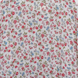 コットン花柄６部袖丈シースルーワンピース　赤／青小花柄色 7枚目の画像