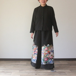 【新作】着物リメイク・おしゃれ・上下セット・セットアップ＊ハンドメイド 着物リメイク】セットアップ Tブラウスとワイドパンツ 正絹縮緬