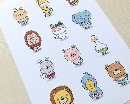 カゲマルデザイン A4 イラスト ポスター 2枚セット