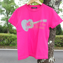 ギター＆JETRANCH Tシャツ　ピンク　プレゼント　ペア　アウトドア　カワイイ　カットソー　半袖　シンプル 2枚目の画像