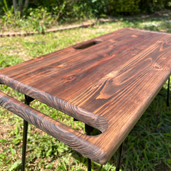 国産杉の無垢材　おしゃれ　キャンプ　テーブル　折り畳み　アウトドア　サイドテーブル　ローテーブル　角が丸くなめらか　 9枚目の画像