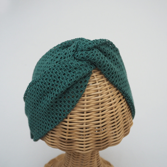 可自由繫的頭巾☆網狀綠色 第4張的照片