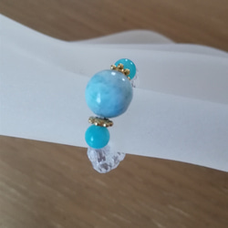 天然無処理 ラリマー デザイン ピアス N5881 指輪・リング 天然石屋