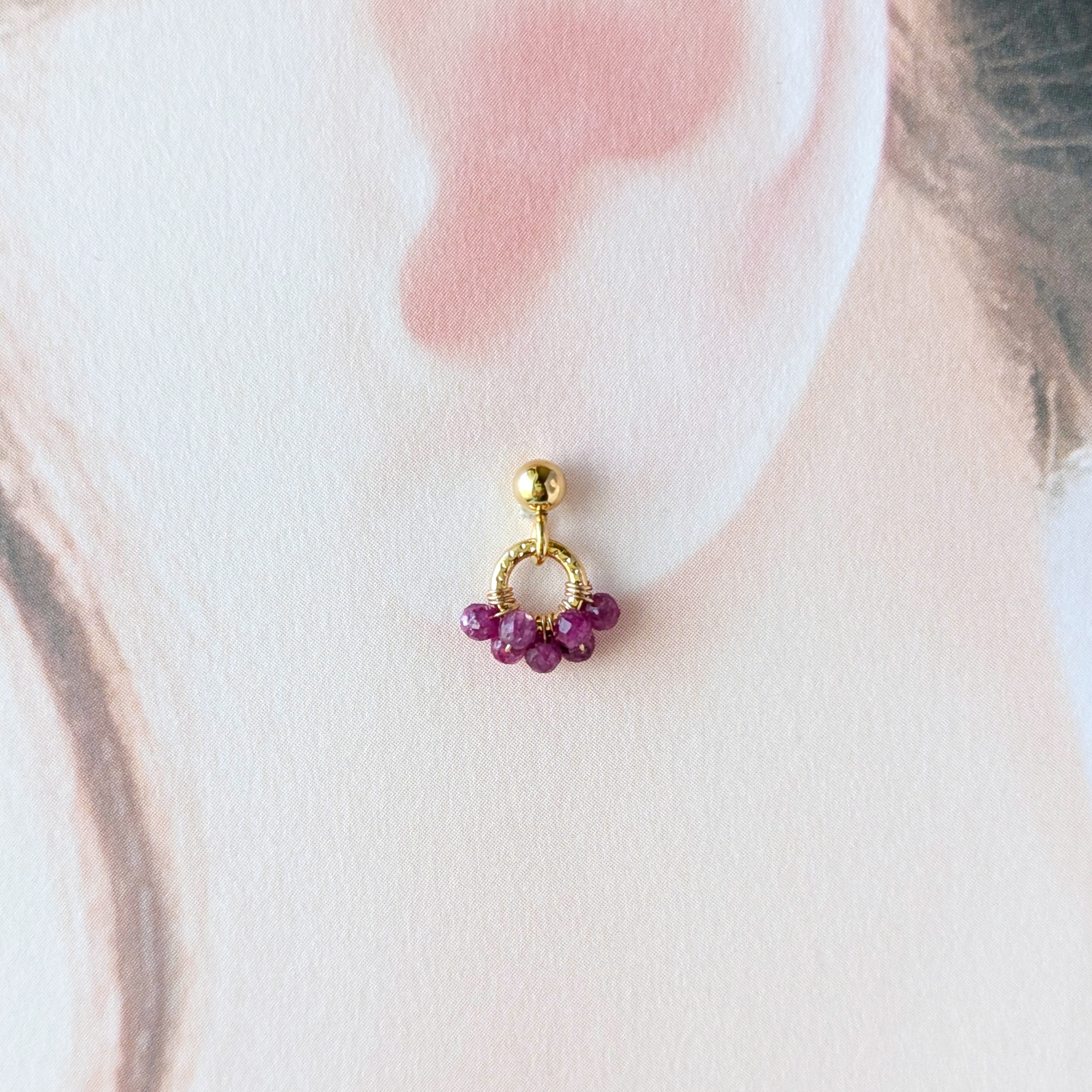 《選べるカラー》＊2点セット＊ ピンクトルマリン、ルビーのミニリングピアス / イヤリング、ネックレス