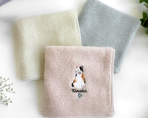 名入れ可能】三毛猫・サビ猫 今治タオルハンカチ ハンカチ・手ぬぐい