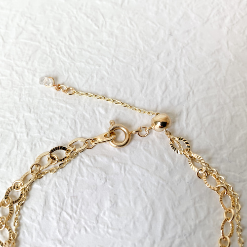 ハーキマーダイヤモンドとデザインチェーンのブレスレット＊14kgf