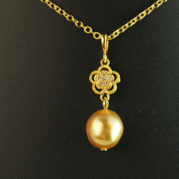 【天然色‼️／大粒10ｍｍ】超希少 南洋真珠 ゴールデンパール ネックレス 3枚目の画像