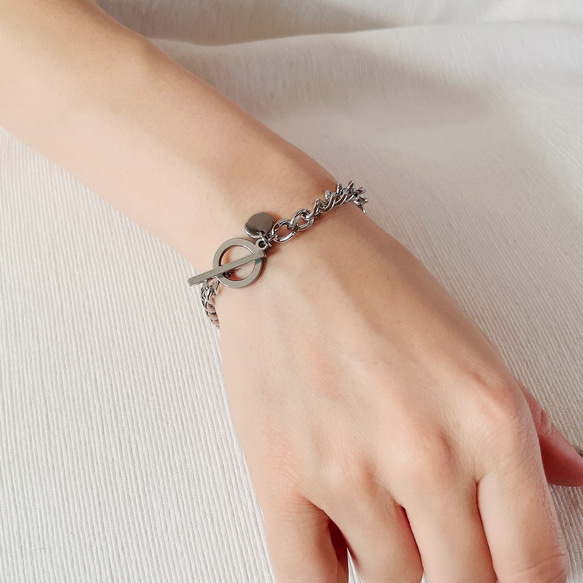 【金属アレルギー対応】男女兼用チェーン マンテルブレスレット　つけっぱなしOk デザインチェーン ステンレス 10枚目の画像