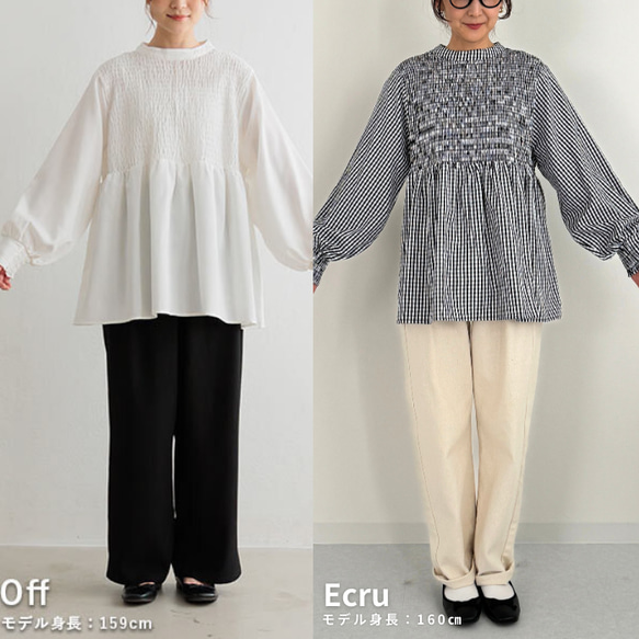【SALE】シャーリングで顔周り華やか印象 バックリボン 長袖ブラウス 22651 11枚目の画像