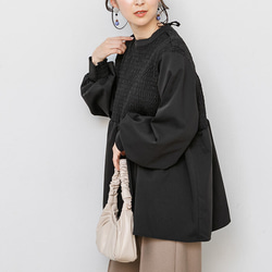【SALE】シャーリングで顔周り華やか印象 バックリボン 長袖ブラウス 22651 6枚目の画像
