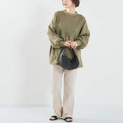 【SALE】シャーリングで顔周り華やか印象 バックリボン 長袖ブラウス 22651 14枚目の画像