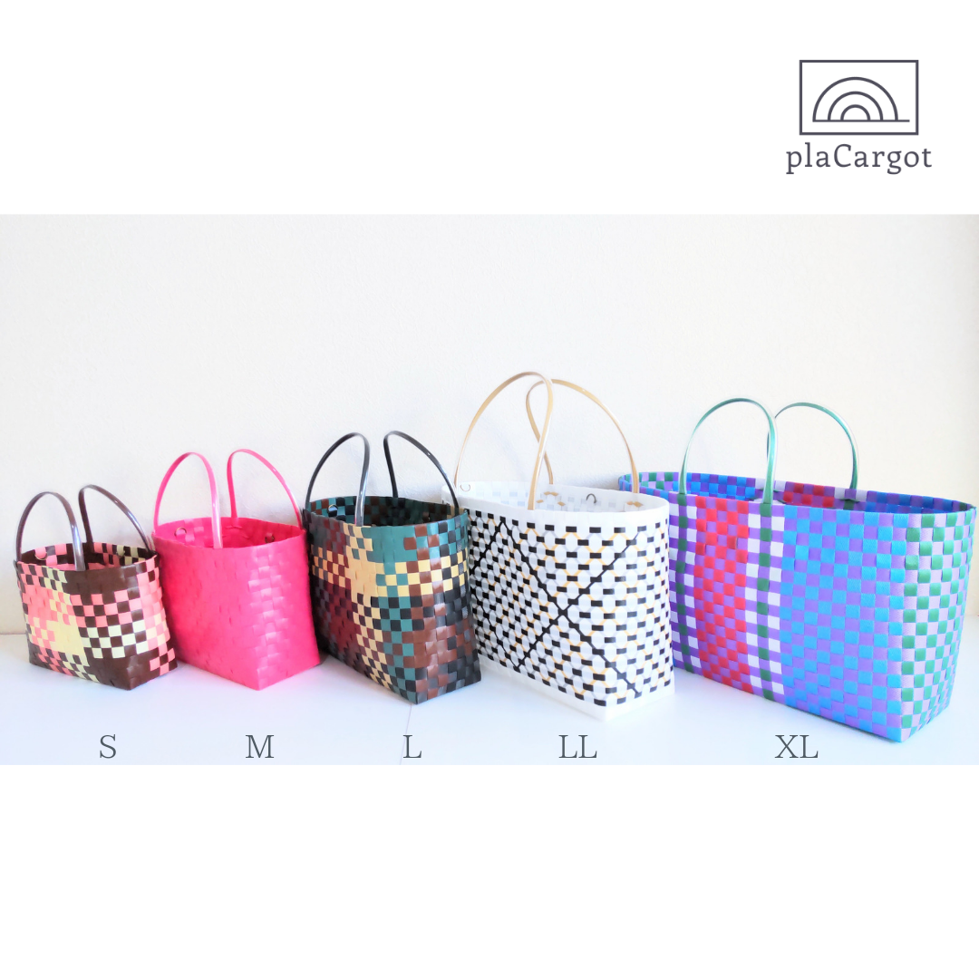 パープル×ビビッドピンクM　2WAYプラカゴバッグ　プラカゴ　かごバッグ　スパバッグ　トートバッグ【受注製作】