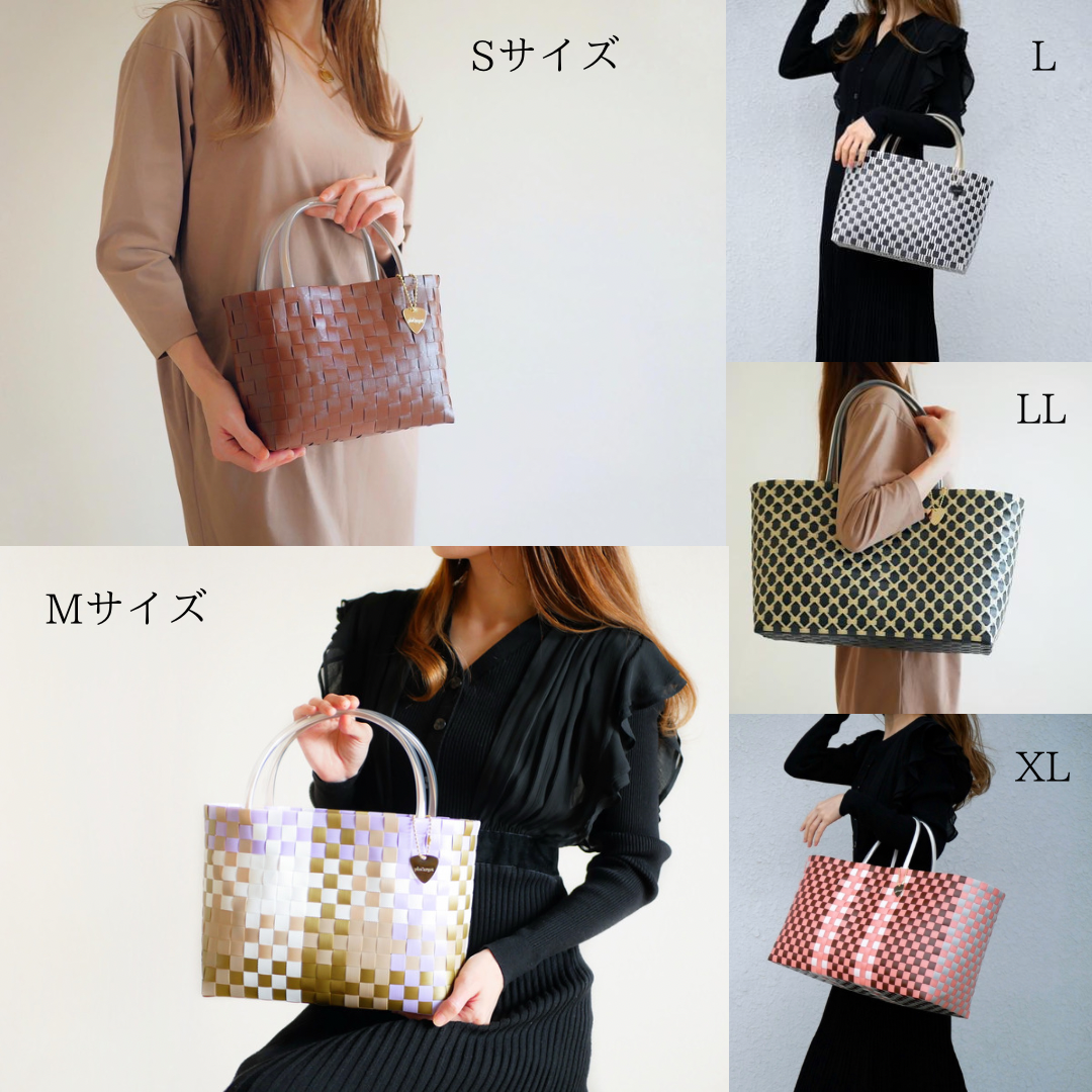 パープル×ビビッドピンクM　2WAYプラカゴバッグ　プラカゴ　かごバッグ　スパバッグ　トートバッグ【受注製作】