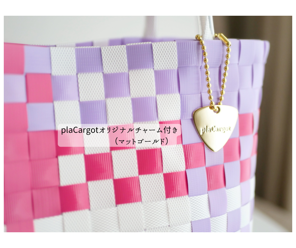 パープル×ビビッドピンクM　2WAYプラカゴバッグ　プラカゴ　かごバッグ　スパバッグ　トートバッグ【受注製作】