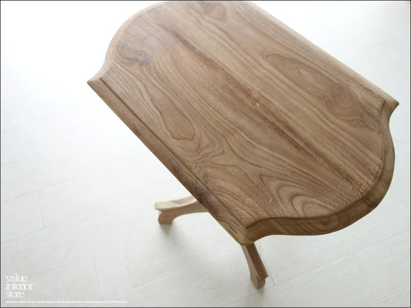 「　H様　サイズオーダーテーブル　」　チーク総無垢材 サイドテーブルANQN カフェテーブル コーヒーテーブル 花 2枚目の画像