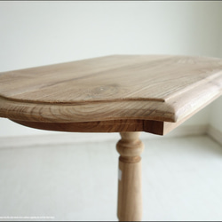 「　H様　サイズオーダーテーブル　」　チーク総無垢材 サイドテーブルANQN カフェテーブル コーヒーテーブル 花 4枚目の画像