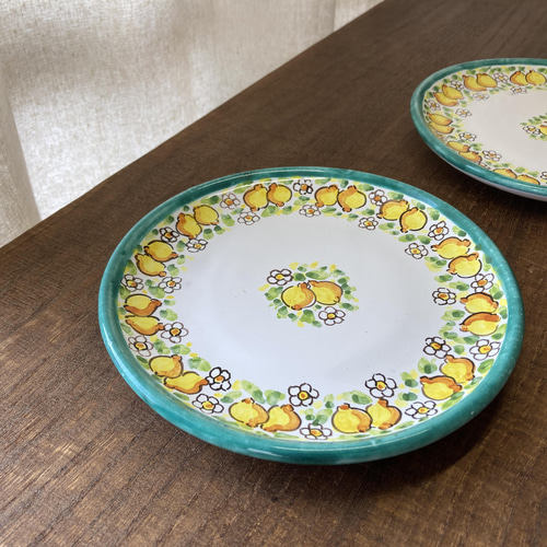 丸皿 16cm LIS019 マヨリカ焼き イタリア陶器 レモン柄 小皿
