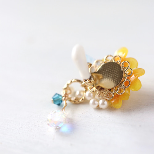 金木犀とツイストリング ピアス（イヤリングに変更可