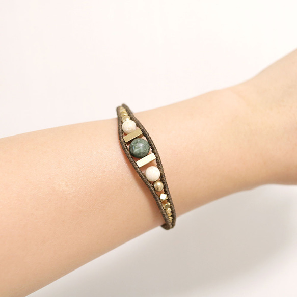 セラフィナイトとリバーストーン天然石マクラメブレスレットmacb014エスニックアジアンエキゾチックなアクセサリー 13枚目の画像