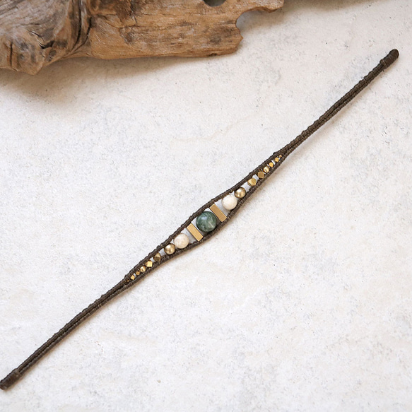セラフィナイトとリバーストーン天然石マクラメブレスレットmacb014エスニックアジアンエキゾチックなアクセサリー 6枚目の画像