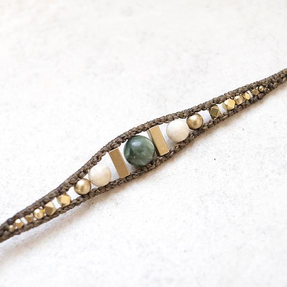 セラフィナイトとリバーストーン天然石マクラメブレスレットmacb014エスニックアジアンエキゾチックなアクセサリー 9枚目の画像