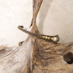 セラフィナイトとリバーストーン天然石マクラメブレスレットmacb014エスニックアジアンエキゾチックなアクセサリー 5枚目の画像