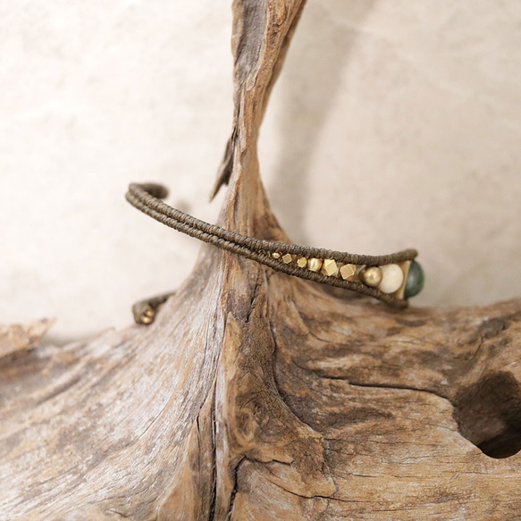 セラフィナイトとリバーストーン天然石マクラメブレスレットmacb014エスニックアジアンエキゾチックなアクセサリー 5枚目の画像