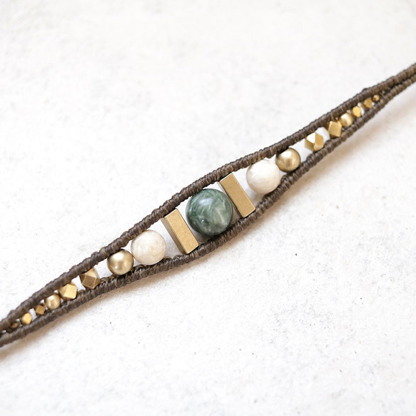 セラフィナイトとリバーストーン天然石マクラメブレスレットmacb014エスニックアジアンエキゾチックなアクセサリー 8枚目の画像