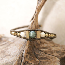 セラフィナイトとリバーストーン天然石マクラメブレスレットmacb014エスニックアジアンエキゾチックなアクセサリー 2枚目の画像