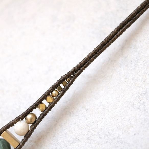 セラフィナイトとリバーストーン天然石マクラメブレスレットmacb014エスニックアジアンエキゾチックなアクセサリー 10枚目の画像