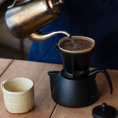 公式】岩鋳 南部鉄器 コーヒーポットセット（急須兼鉄瓶） ドリップ