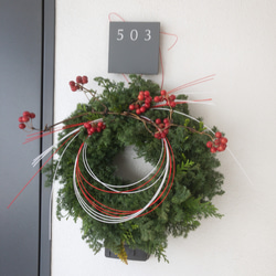 幸せを運ぶアナベル馬蹄リース パームフラワー リース