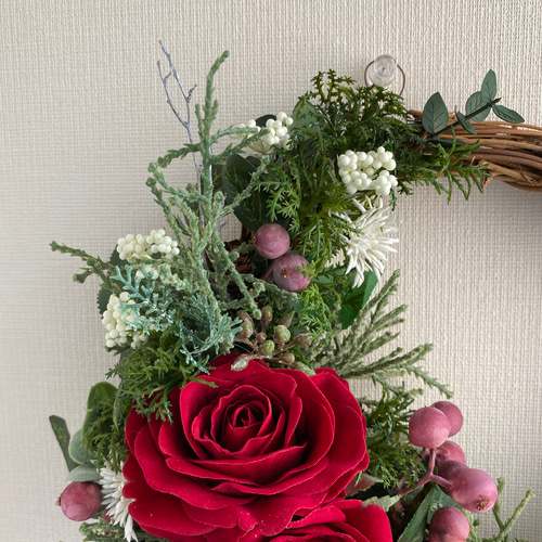 Creema限定』【送料無料】赤いバラのクリスマスリース アーティ
