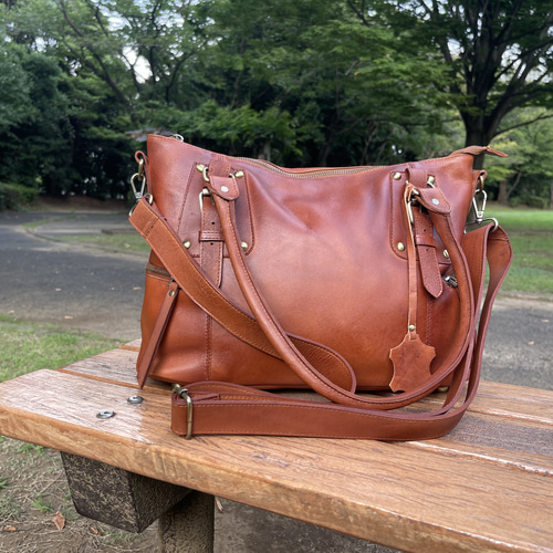 ワックス牛革ショルダーバッグ・ハンドバッグ・斜め掛け 2WAY Cow