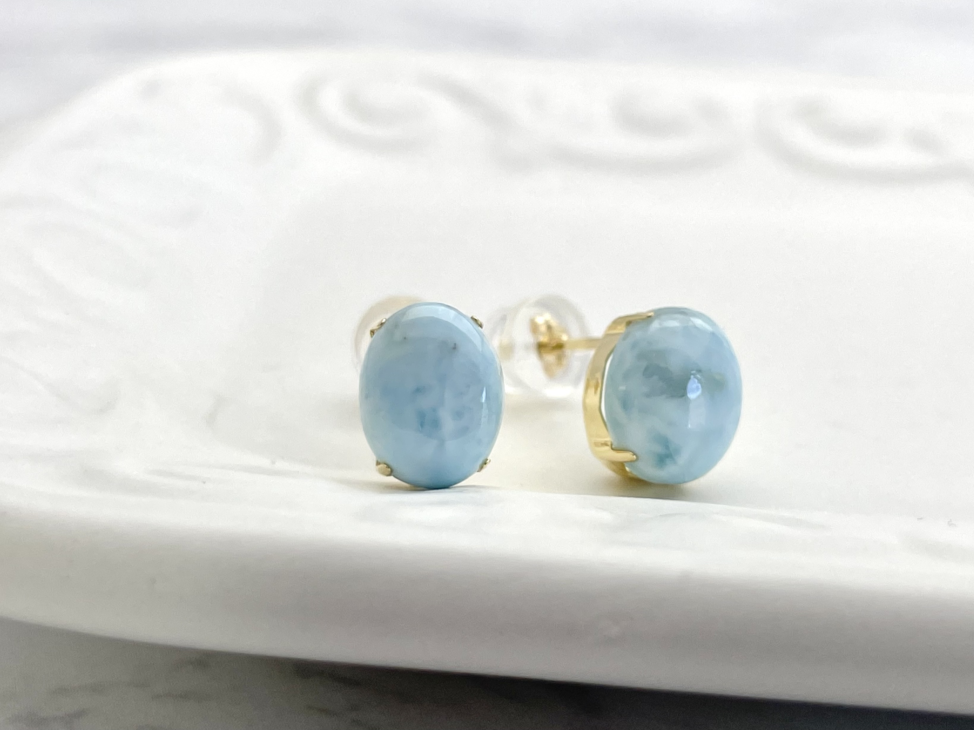 ラリマーピアス 天然石 ★K18 18金 ラリマー