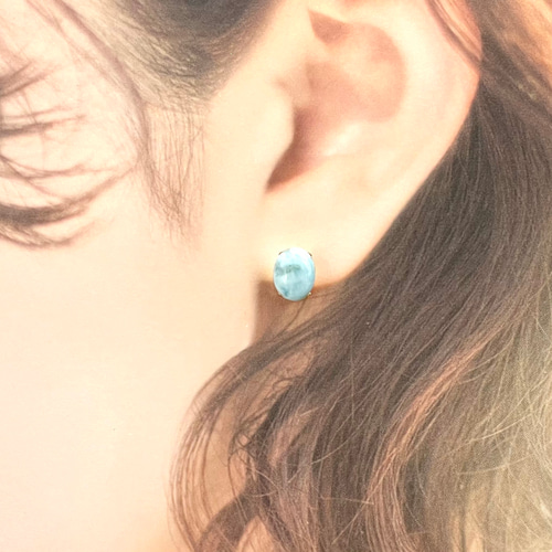 ラリマーピアス～ No.3357 K18 ラリマー 4.00ct ピアス ピアス