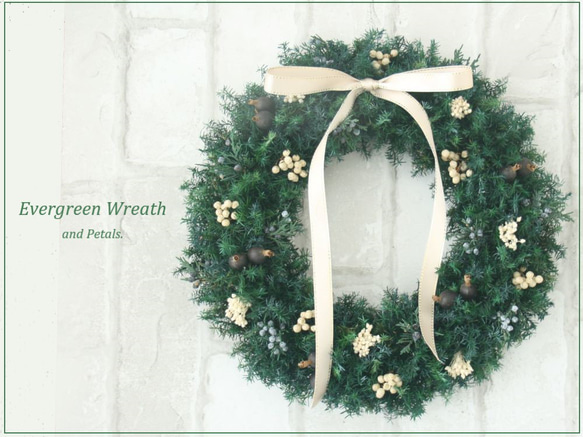 クリスマスリース大きめ早割♥二人のSilent NIGHT♥W45cm前後葉先迄