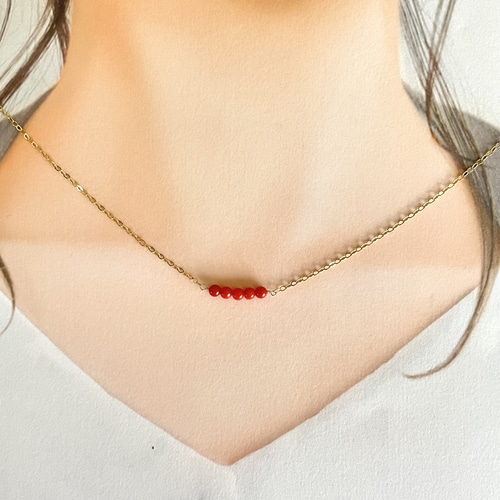 本赤珊瑚 シンプルネックレス 14kgf サルデーニャ産本珊瑚 ネックレス・ペンダント marjoram 通販｜Creema(クリーマ)  14438180
