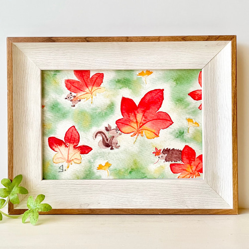 値下げ交渉あり。超美品！金箔で紅葉（もみじ）アクリル画 絵画