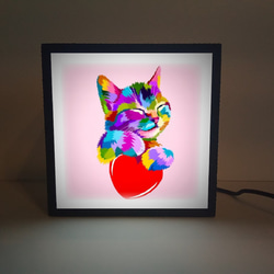 猫 ネコ ねこ にゃんこ2 CAT ミニチュア デスクトップ サイン ランプ 看板 置物 玩具 雑貨 ライトBOXミニ 2枚目の画像